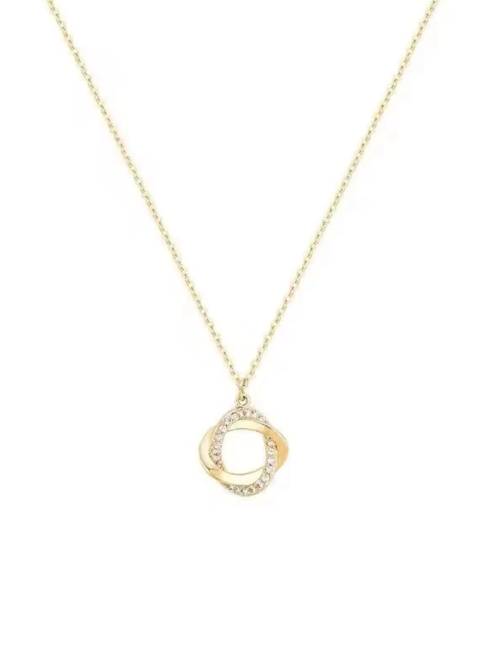 Gold Crystal Interlocking Circle Pendant Necklace - Women